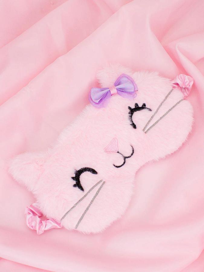 Маска для сна плюшевая "Котик. Warm Dreams", розовая