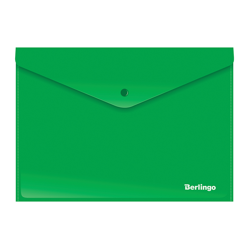 Папка-конверт на кнопке А4 Berlingo, 180 мкм, зеленая