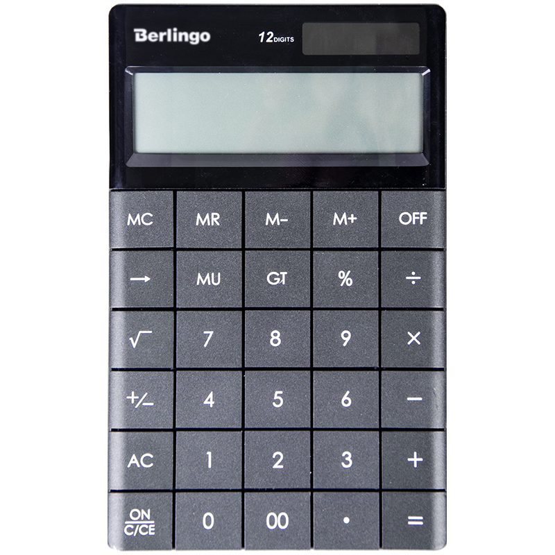 Калькулятор "Berlingo" PowerTX 12 разрядный, настольный, антрацит