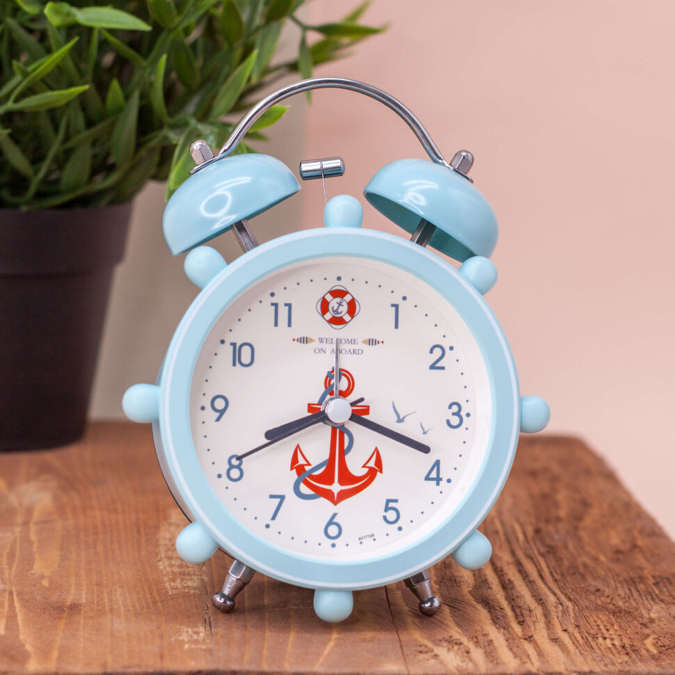 Часы-будильник "Aboard Якорь", light blue