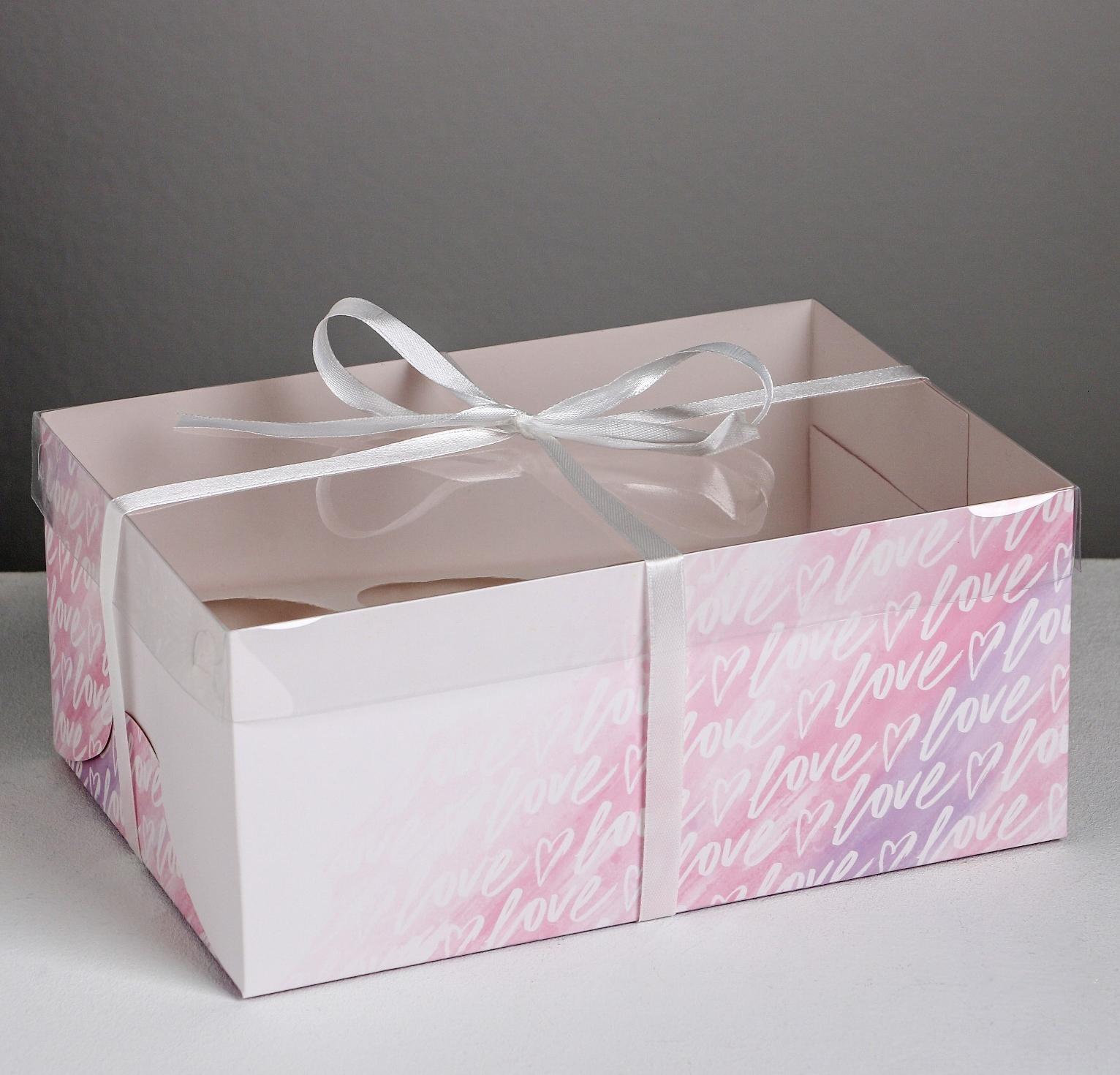 Коробка для капкейков "Love", 23×16×10 см