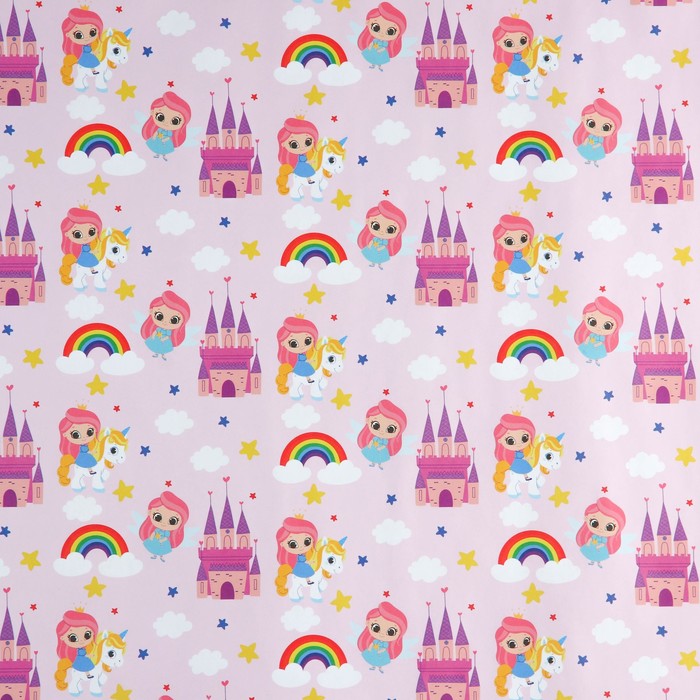 Бумага упаковочная 50х70 см крафт белый "Принцесса" 