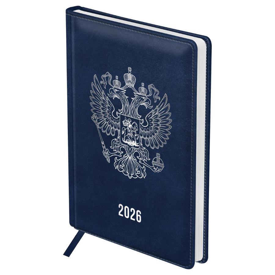 Ежедневник А5 176 л. 2026г, BG "Орел", кожзам, синий