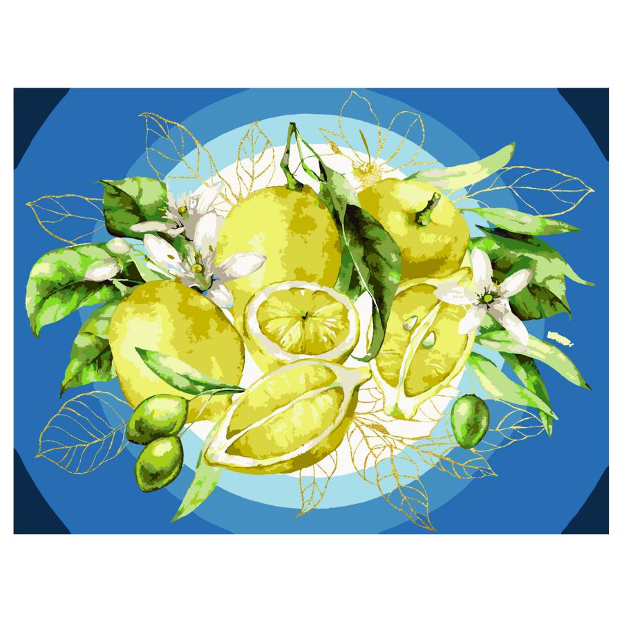 Картина по номерам на холсте "Лимоны", 30*40, с поталью