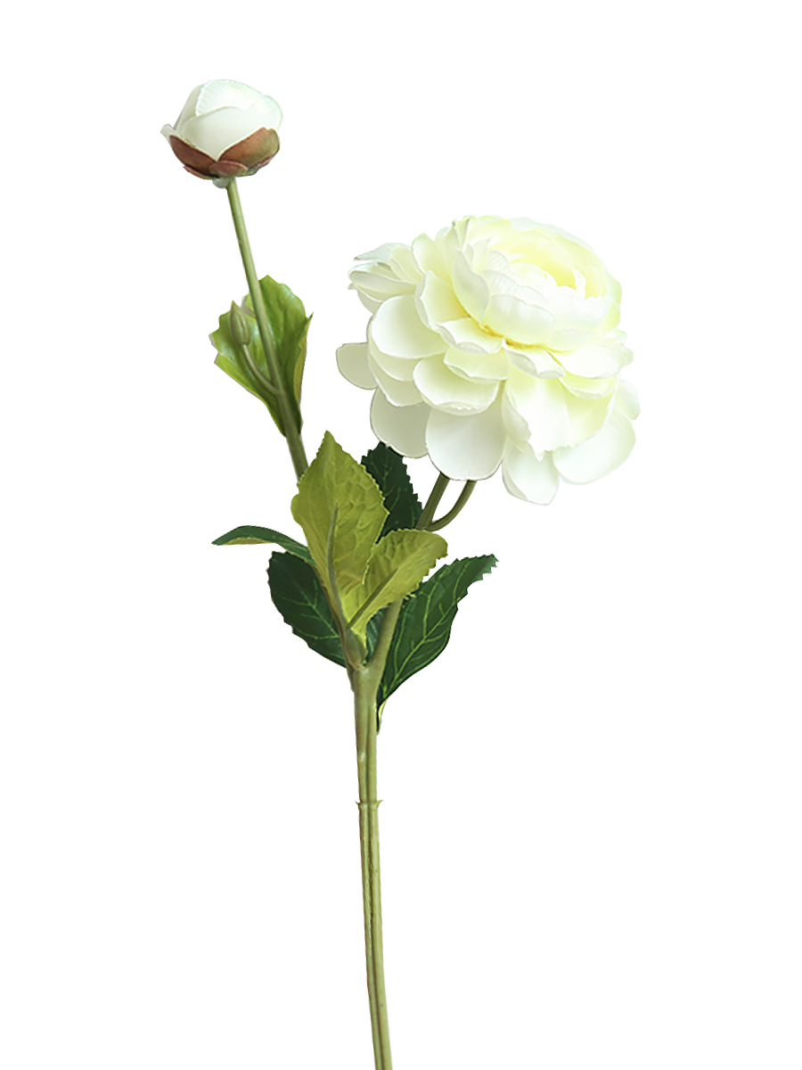 Искусственный цветок "Белый пион" (искусственный шелк, полиэтилен). 36х9х9 см