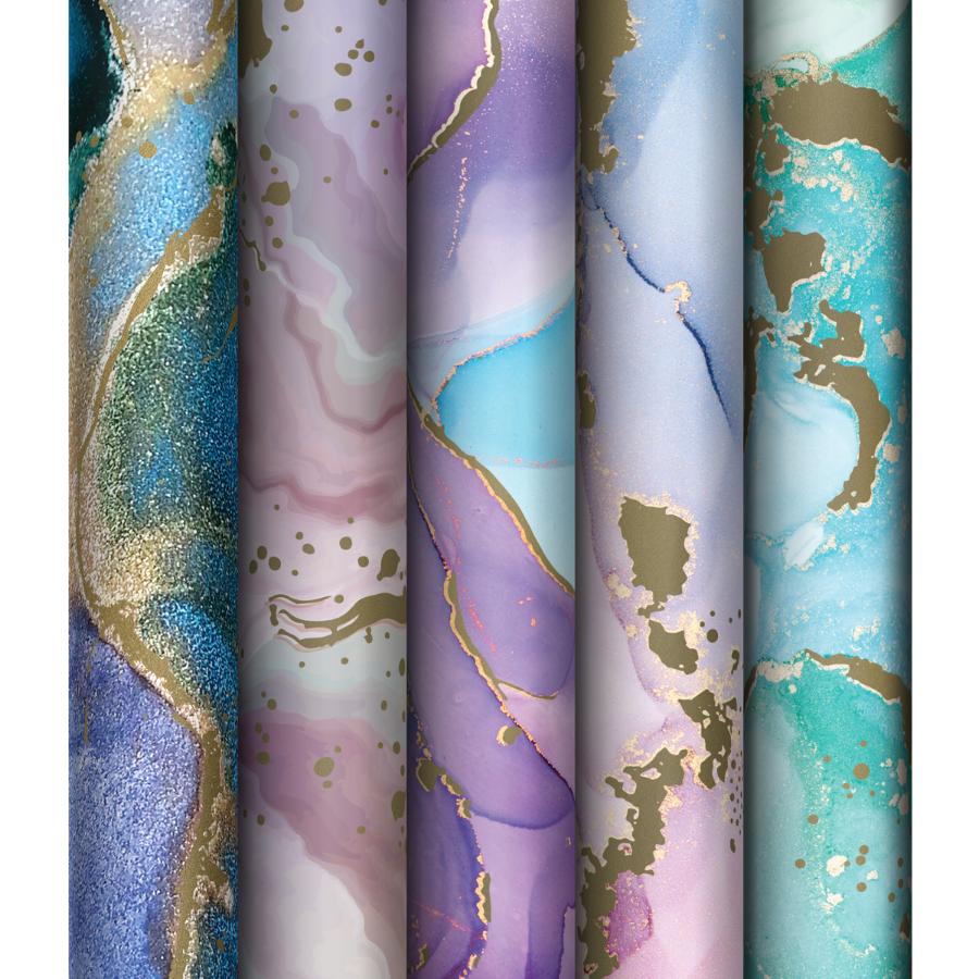 Бумага упаковочная 70х100 см "Мраморный стиль", ассорти