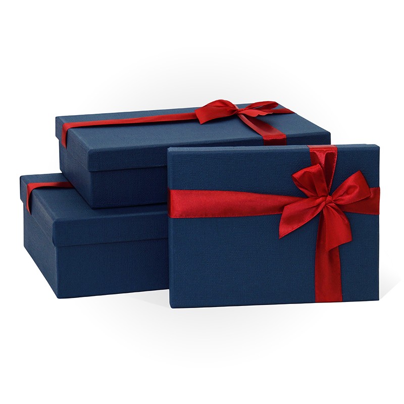 Подарочная коробка с бантом «Рогожка», 29 х 19 х 8 см, серо-бордовая (3)