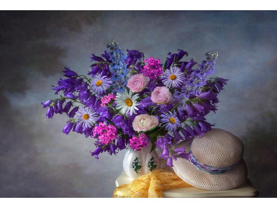 Картина по номерам «Полевые цветы в вазочке на столике», 30х40 см