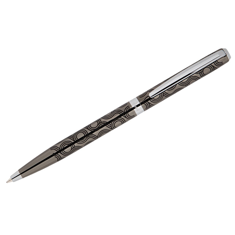 Ручка шариковая DELUCCI "Motivo"1,0 мм, корпус оружейный металл, серебряный клип, в подар.кор, синяя