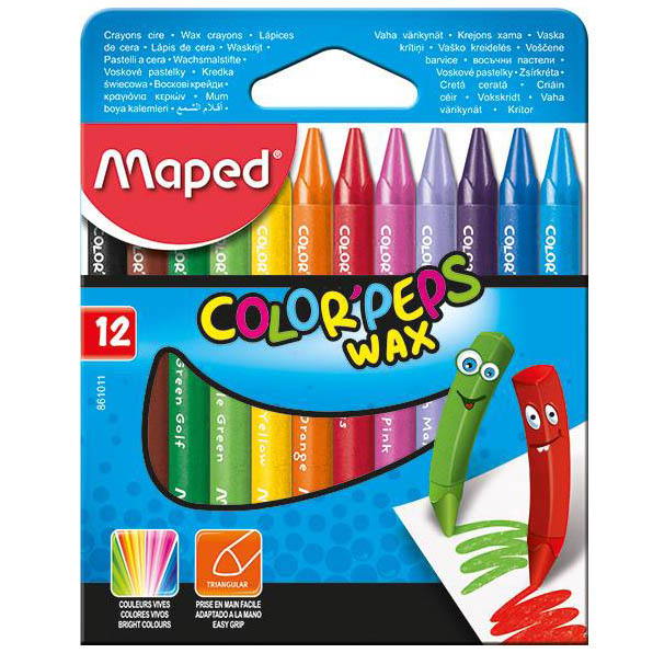 Карандаши восковые 12 цветов Maped "Color peps", трехгранные