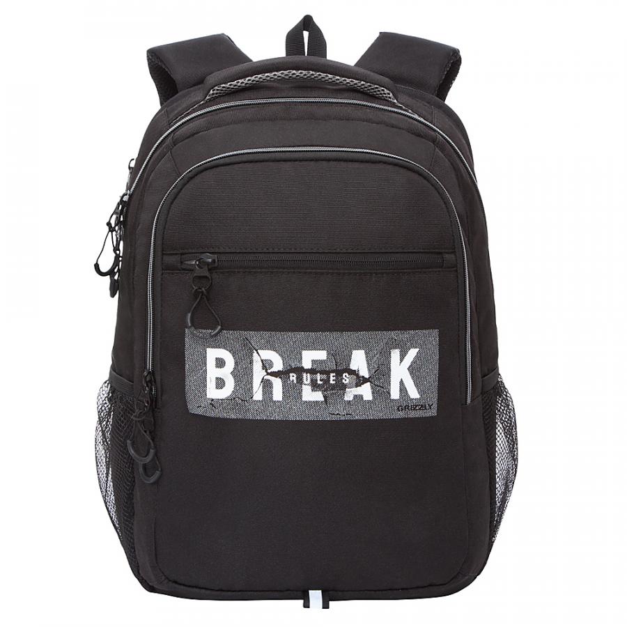 Рюкзак GRIZZLY "Break", черный - серый