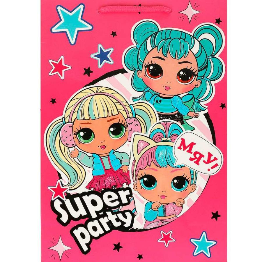 Пакет подарочный 18x22x10 см «Super Party LOL»