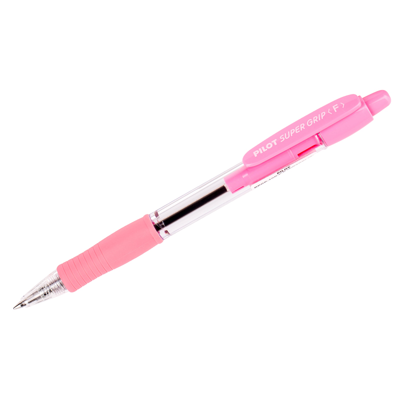 Ручка шариковая автоматическая PILOT "Super Grip" 0,7 мм, розовый грип, синяя