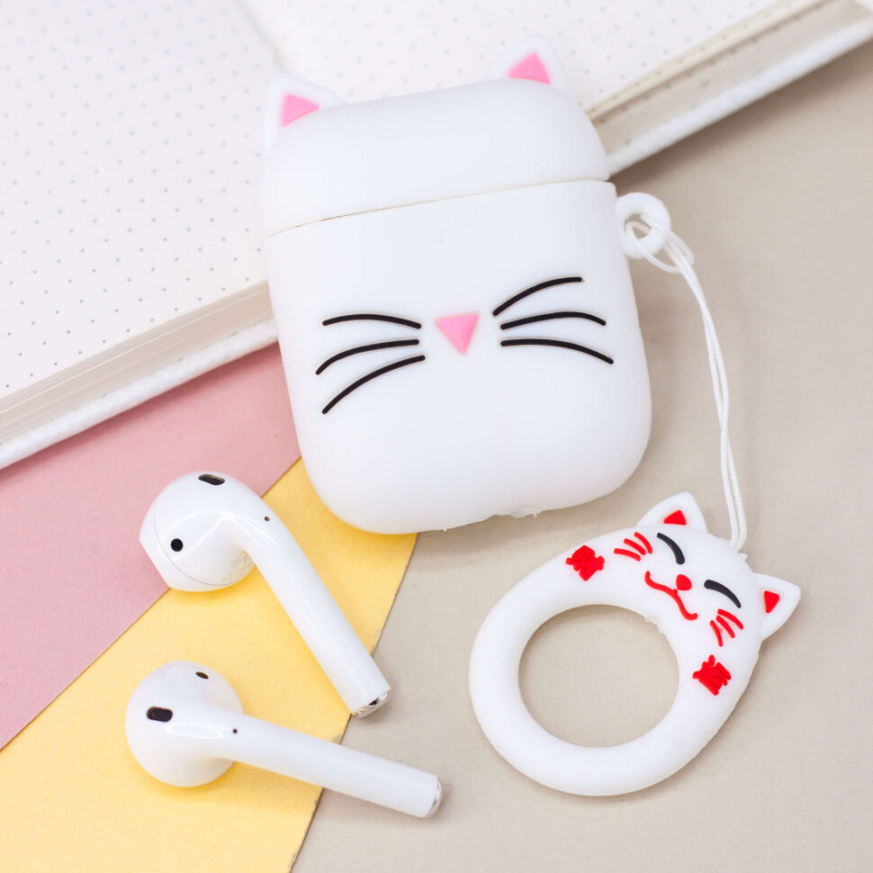 Чехол для AirPods "Cat whiskers", white