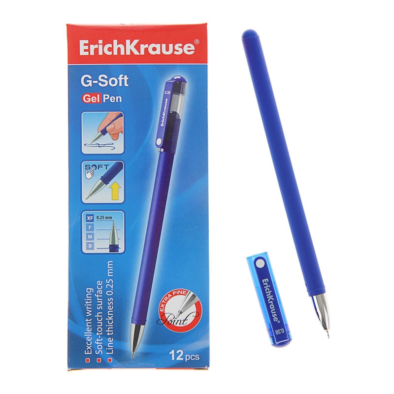 Ручка гелевая E.Krause "G-SOFT" 0,38 мм, синяя