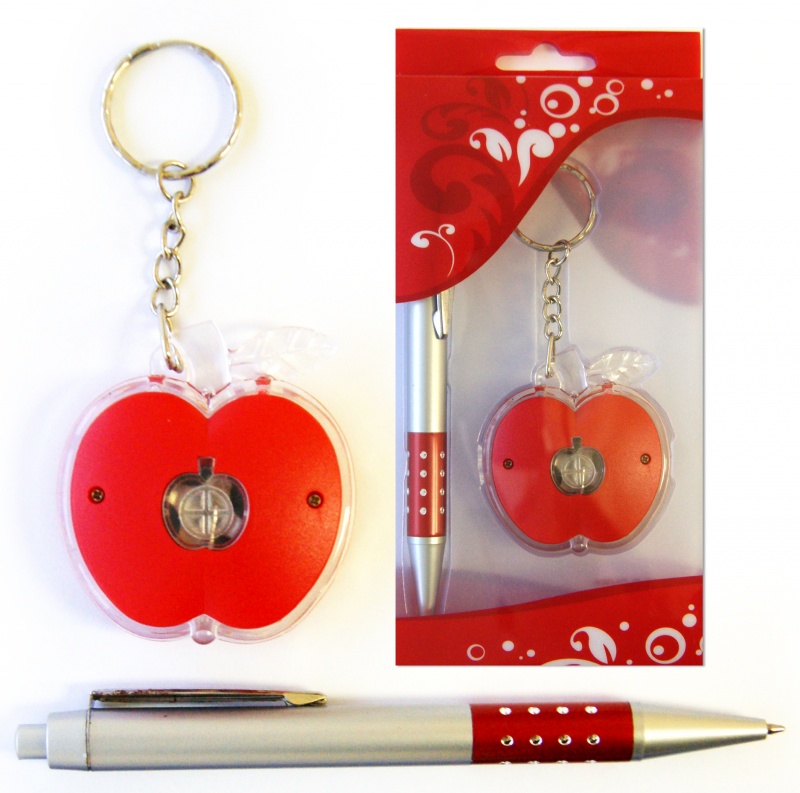 Набор подарочный J.Otten "Яблоко" ручка автомат+ брелок-фонарик