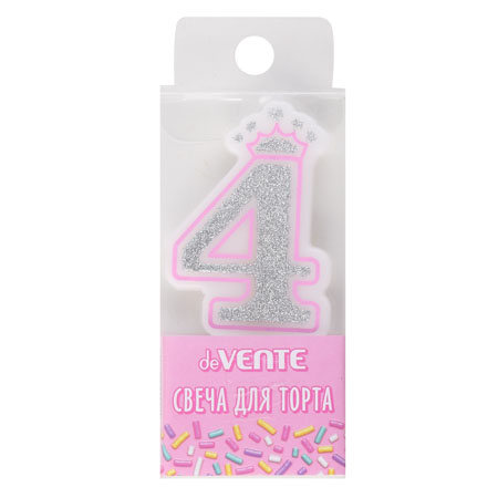 Свеча-цифра "4" Розовая принцесса deVENTE