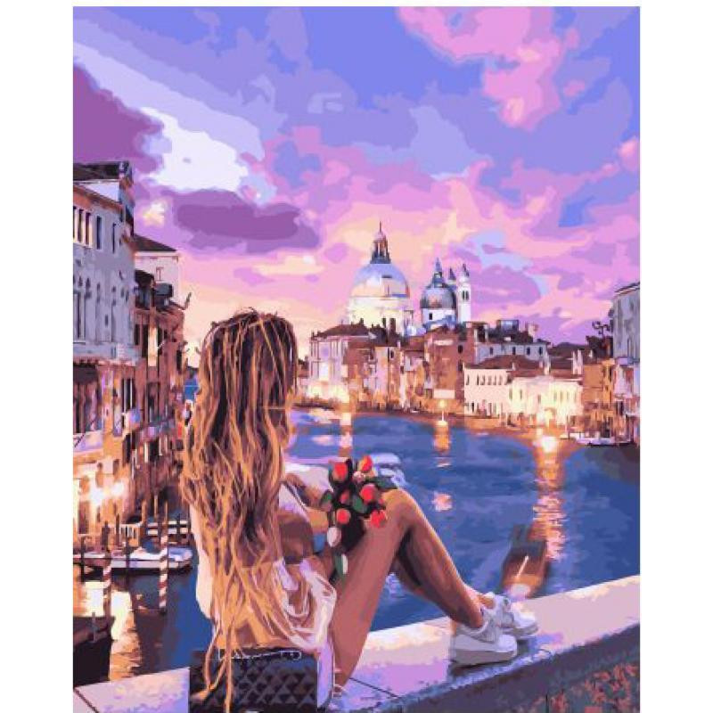 Картина по номерам "Девушка у канала в Венеции", 40х50 см