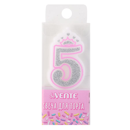 Свеча-цифра "5" Розовая принцесса deVENTE