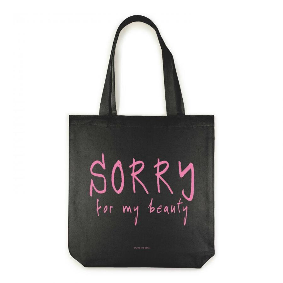 Сумка шоппер "SORRY", черная, 34x36 см