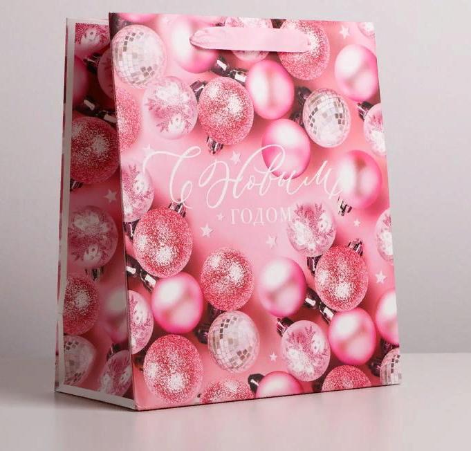 Пакет подарочный 23×27×11,5 см «Розовые шарики», вертикальный