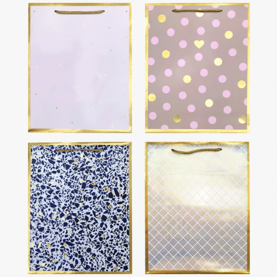 Пакет подарочный 26x32x10 см "Elegant border", ассорти
