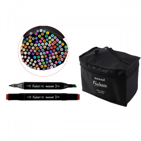 Набор маркеров для скетчинга Fantasia, 120 цветов, 3-6,2мм, в сумке, двусторонние