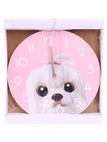 Часы настенные "Собачка", розовые, 30 см