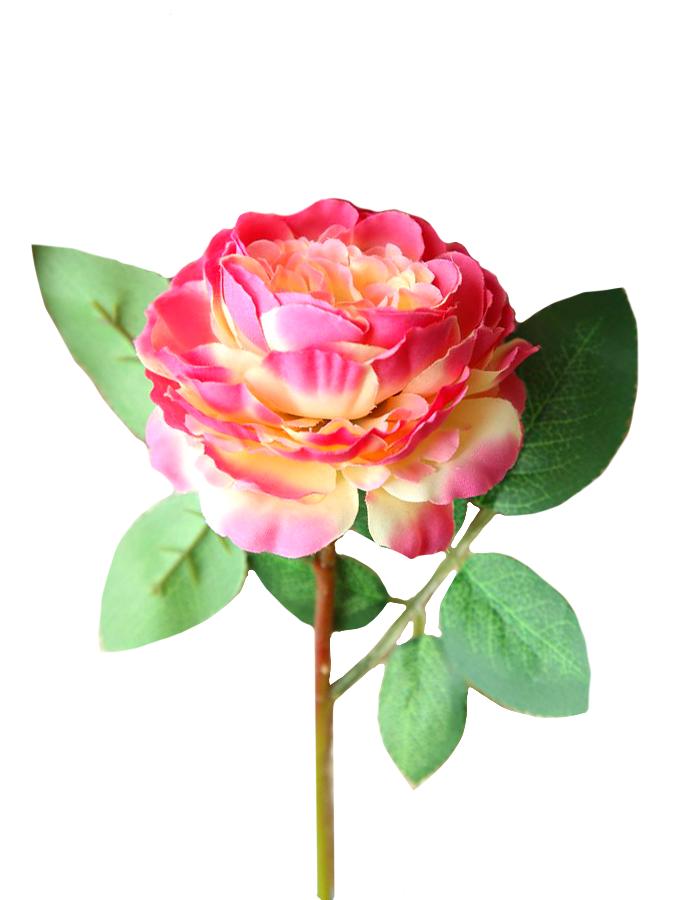 Искусственный цветок "Розовая роза" (искусственный шелк, полиэтилен). 28х9х9см