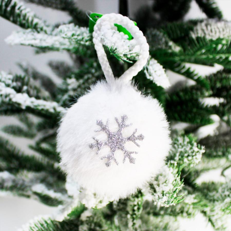 Украшение "Рождественнкий шарик", белый, 6 см., мех