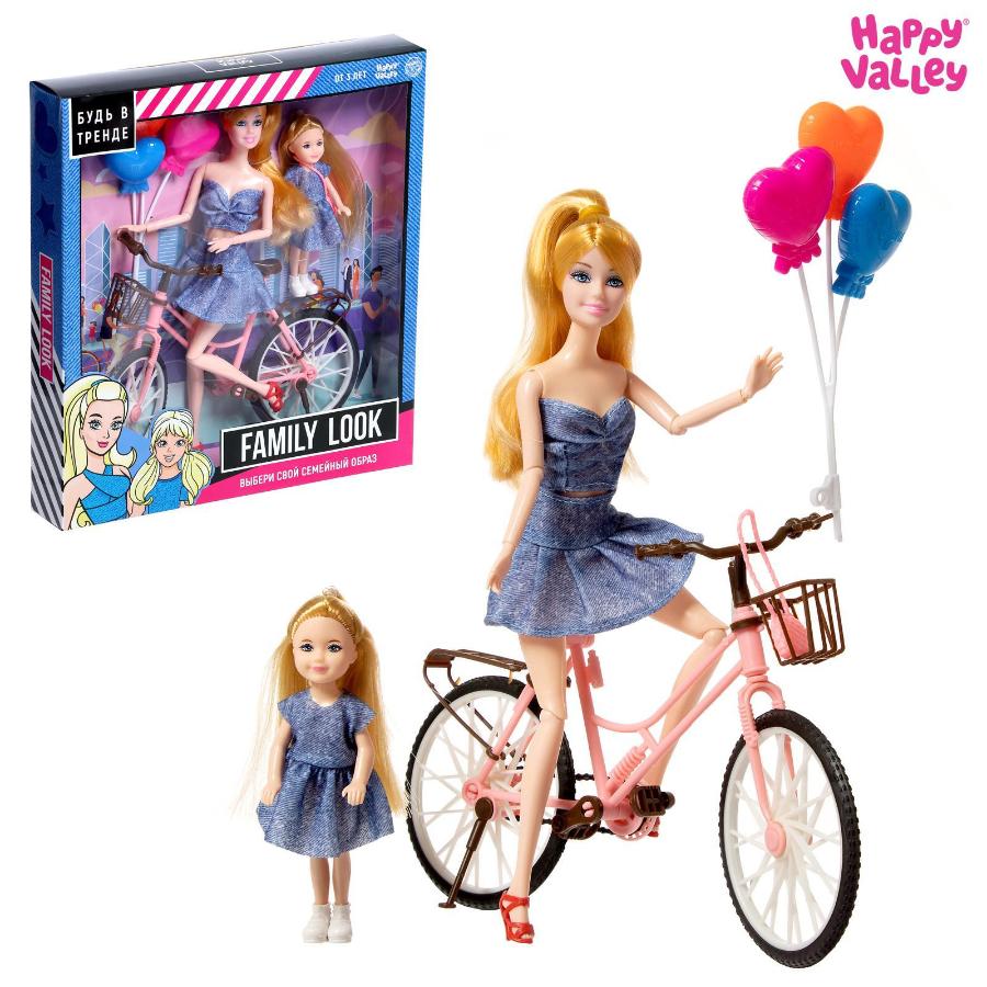 Кукла "Family Look" с дочкой на велосипеде