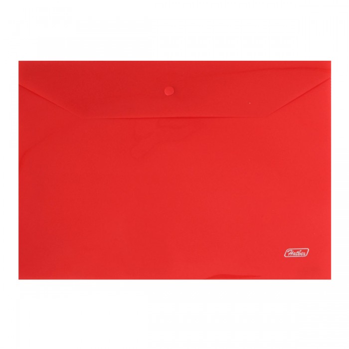 Папка-конверт на кнопке А4, прозрачная красная