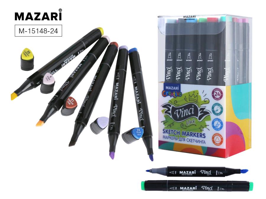 Набор маркеров для скетчинга VINCI, 24 цвета, Main colors, 1-6,2 мм, двусторонние