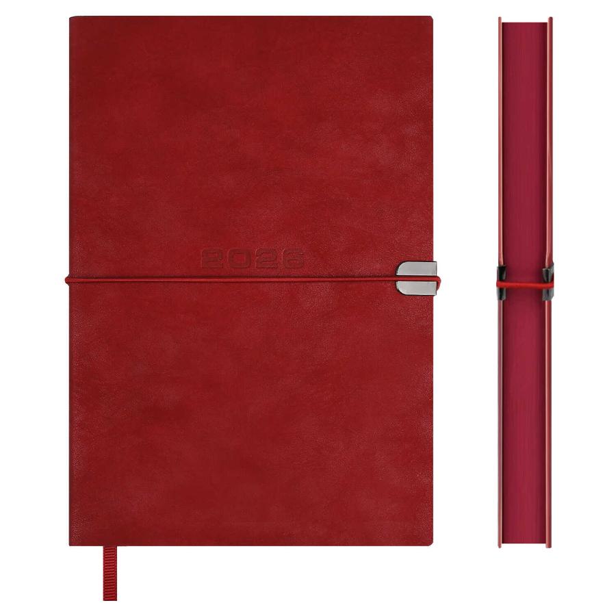 Ежедневник А5 176 л  2026, ESCALADA, Тиволи Глосс красный, кожзам