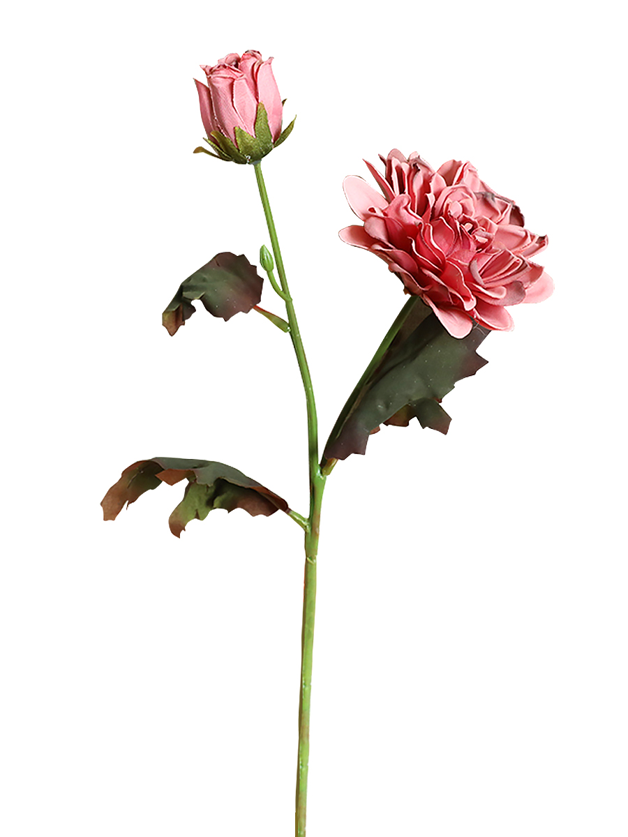 Искусственный цветок "Розовая георгина" (искусственный шелк, полиэтилен). 38х7х7 см