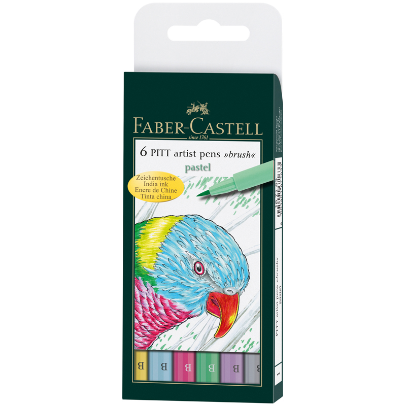 Набор ручек капиллярных Faber-Castell "Pitt Artist Pen Brush Pastel" 6 шт.