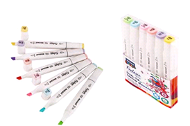 Набор маркеров для скетчинга Fantasia White pastel, 6 цветов, 2,5-6,2 мм, двусторонние
