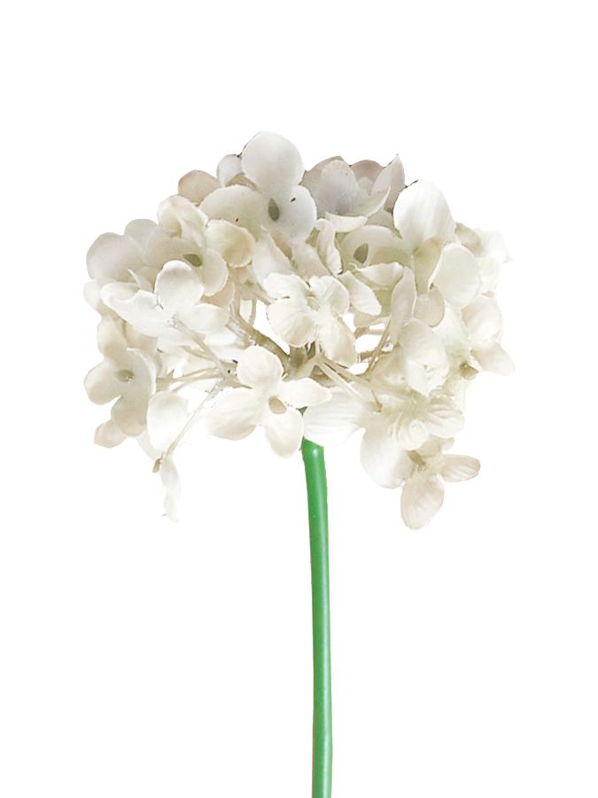 Искусственный цветок "Белая гортензия" (искусственный шелк, полиэтилен). 26,5х11х11 см