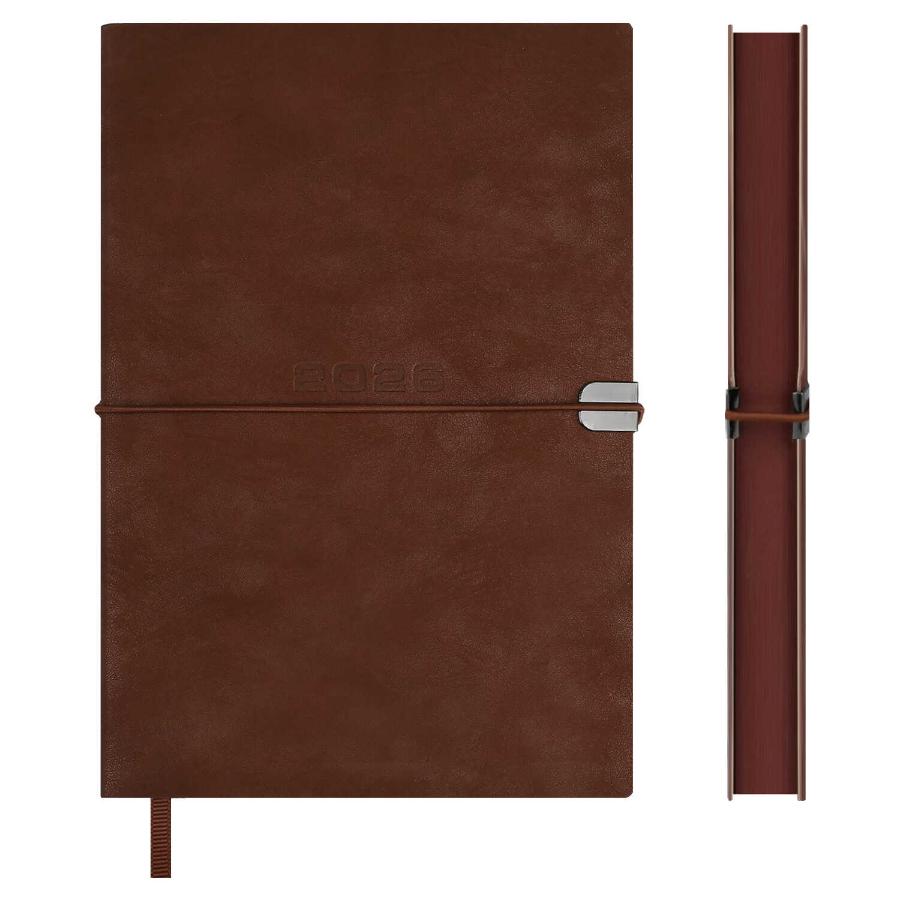 Ежедневник А5 176 л  2026, ESCALADA, Тиволи Глосс коричн, кожзам