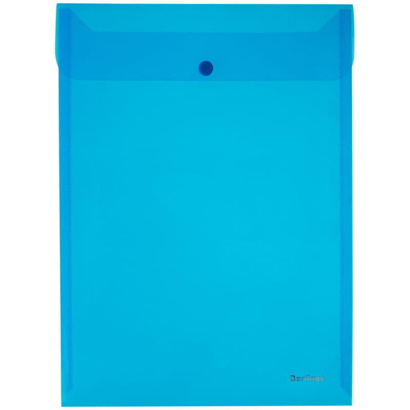 Папка-конверт на кнопке А4 Berlingo, вертикальная, синяя, 180 мм