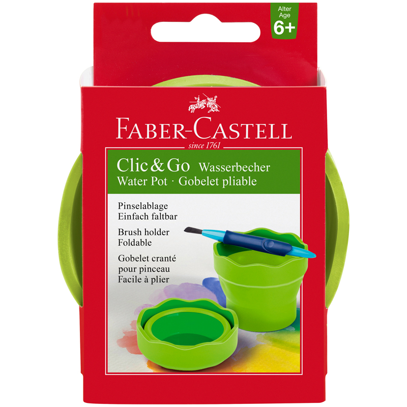 Стакан для воды Faber-Castell "Clic&Go", складной, зеленый