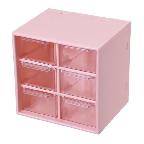 Подставка настольная deVENTE "Cube" с 6 ящичками, розовый, 11,8x12,2x9,7 см