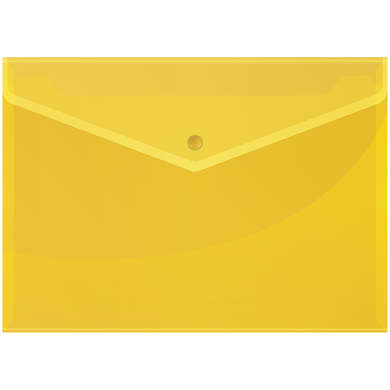 Папка-конверт на кнопке А4 Office Space, 150мкм желтая