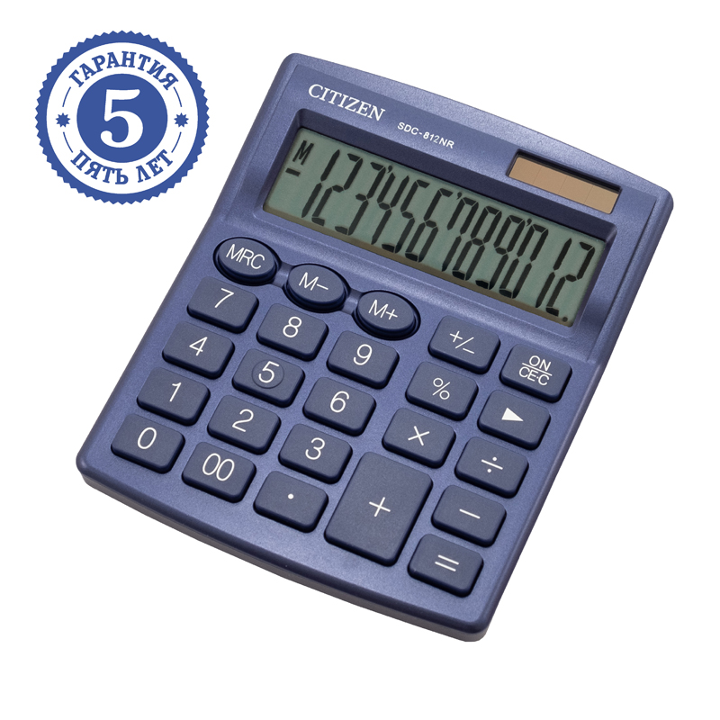 Калькулятор "Citizen" 12 разрядный, настольный, 127х105х21 мм, темно-синий