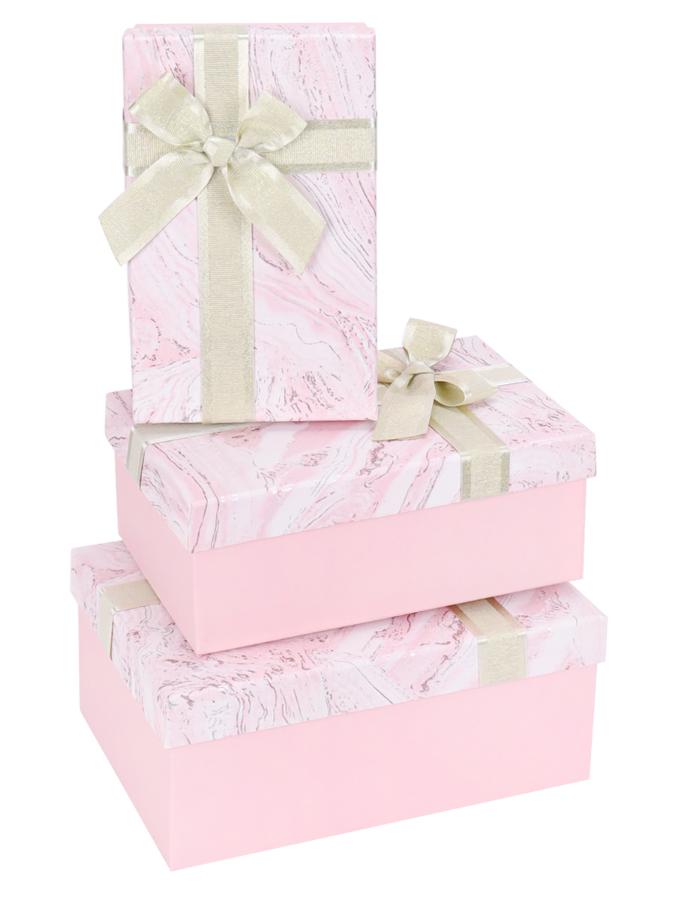 Подарочная коробка "Нежный мрамор", розовая, 16 х 27 х 9 см (3)