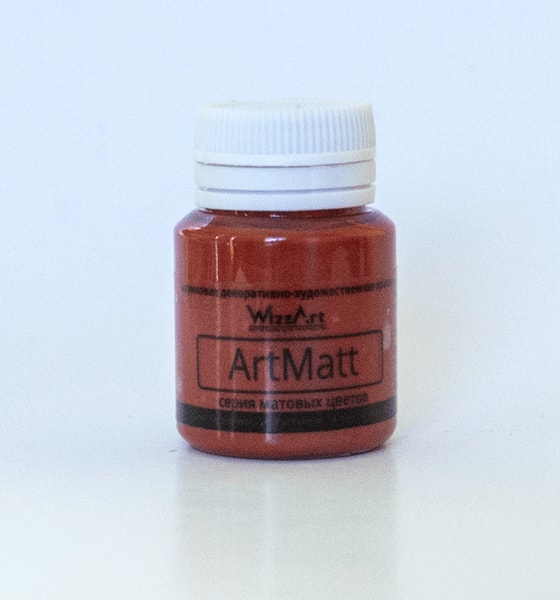 Краска акриловая  20 мл WizzArt, красно- коричневая ArtMatt