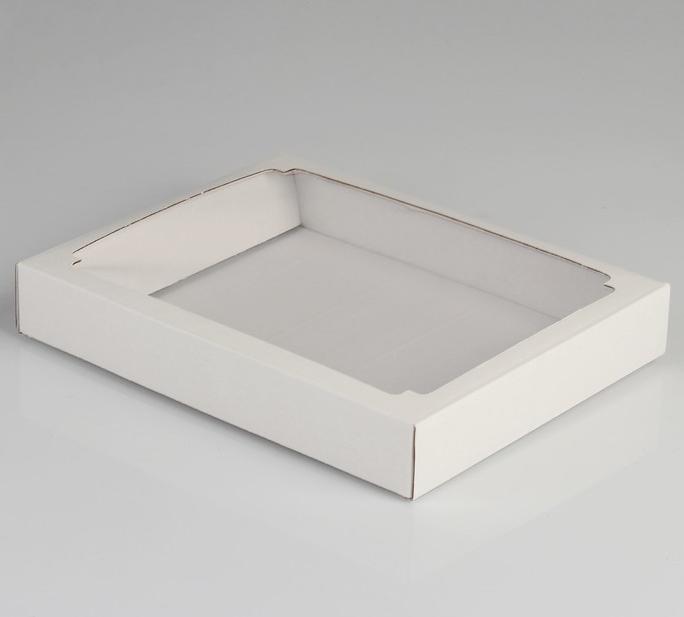 Коробка подарочная складная с окном, белая, 26х21х4 см