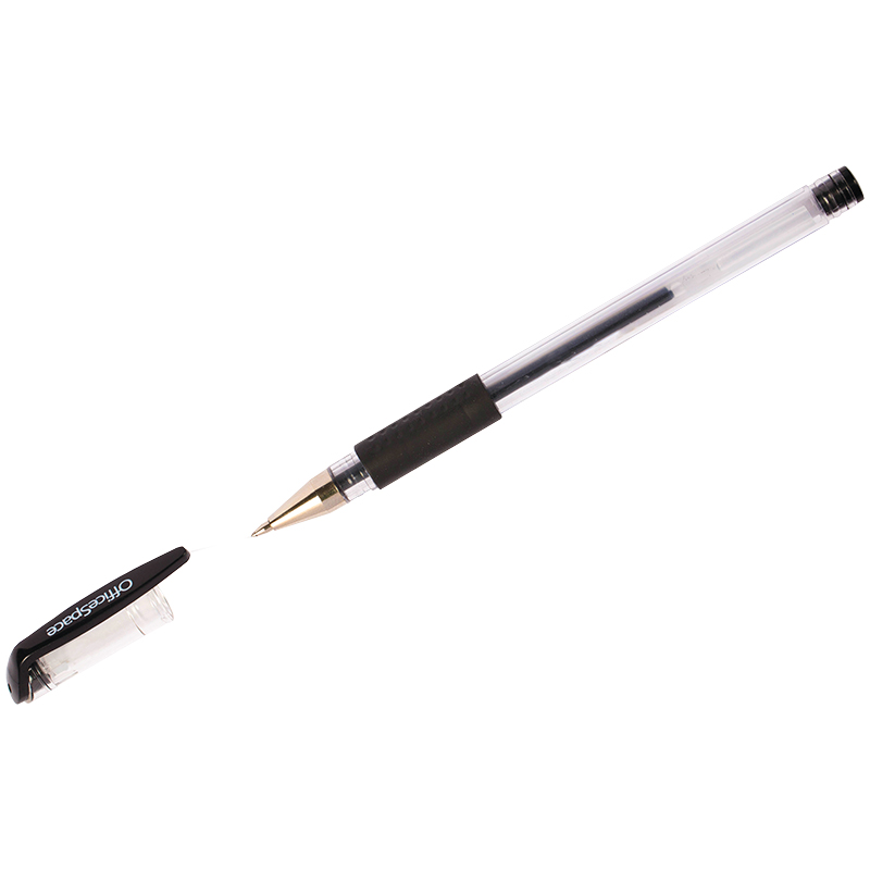 Ручка гелевая OfficeSpace 0,5мм, грип, черная
