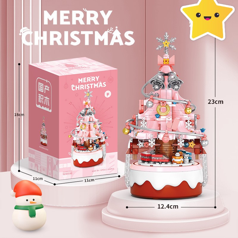 Конструктор Новогодняя елочка, 418 деталей, розовая