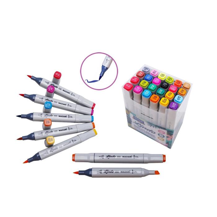 Набор маркеров для скетчинга LINDO, 24 цвета, основные цвета, 1-6,2 мм, двусторонние